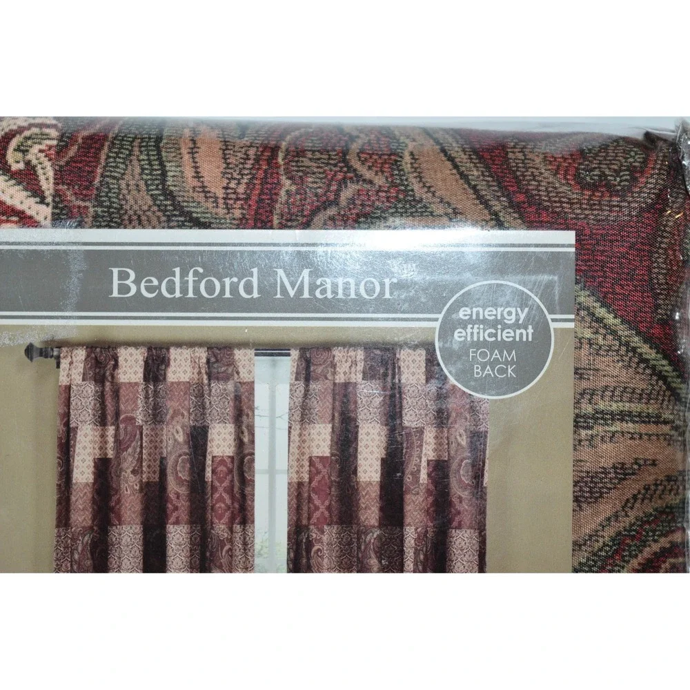 Bedford Manor Paisley patch 50x84 Curtains Panels Polyester One set Vtg